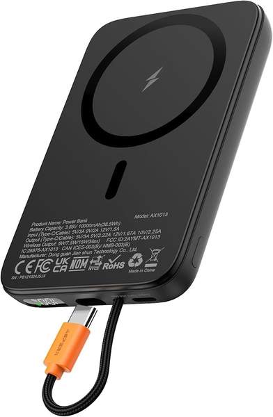 AsperX Magnetische Powerbank 10000mAh für MagSafe, 22.5W PD USB-C, Kabellos, LED-Display