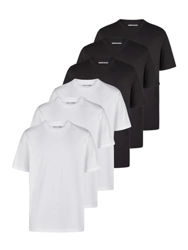 Produktbild: jack & jones tshirt herren basic regular fit, 3x schwarz, 3x weiß, gr. l