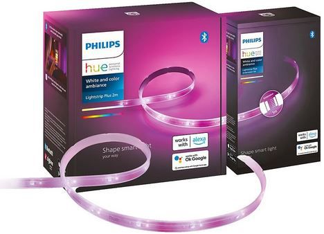 philips hue lightstrip 2m + 1m farbwechselndes ambientelicht für 43,88