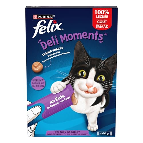 felix deli moments katzensnack mit ente cremig, 44er pack (44 x 10g)