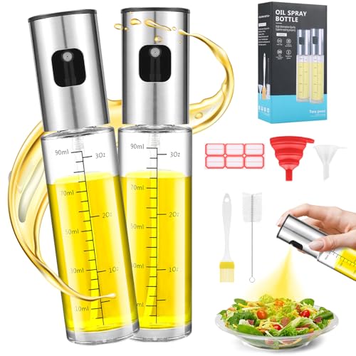 öl sprühflaschen glas 100ml 2er set mit pinsel trichter aufkleber für speiseöl essig