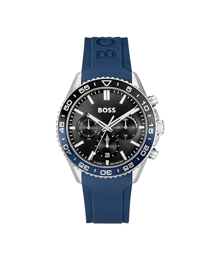 BOSS Herren Chronograph Quarz Uhr Runner Chrono LE Blau Silikonarmband - 1514245