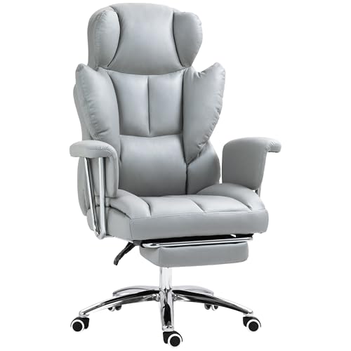 Bürostuhl mit Liegefunktion, ergonomisch, höhenverstellbar, gepolstert, Hellgrau