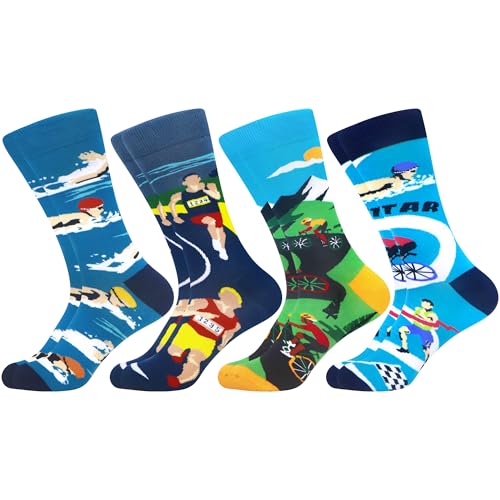 triathlon socken herren wecibor lustig bunt 4 paar mehrfarbig größe 43-46 schwimmen radfahren laufen