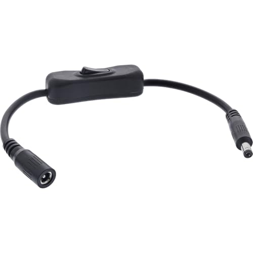 DC Kabel 5,5x2,10mm mit Schalter, AWG 18, schwarz, 0,2m, 26906B