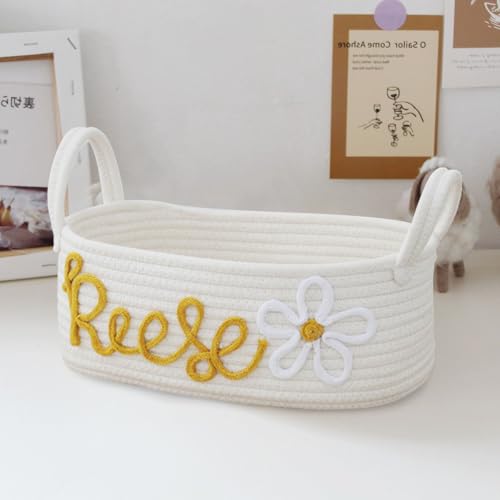 personalisierte geflochtene aufbewahrungskörbe für babyspielzeug, kleidung, windel caddy, geschenk zur babyparty 30 x 15 x 9 cm