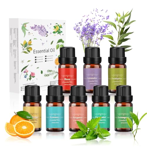 ätherische öle set 100% naturrein 8 x 10 ml für diffuser, seife, kerzen, spa