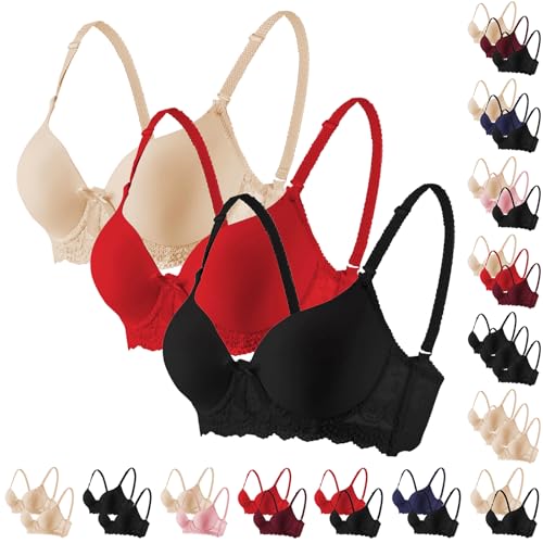 xcxc bügelloser push-up bh set für damen, 2er/3er-pack, atmungsaktiv, verstellbare träger