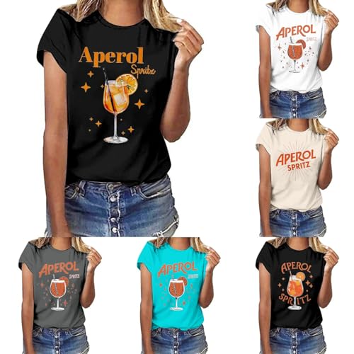 aperol t-shirt kostüm damen, aperol spritz shirt für cocktailsommer, schwarz