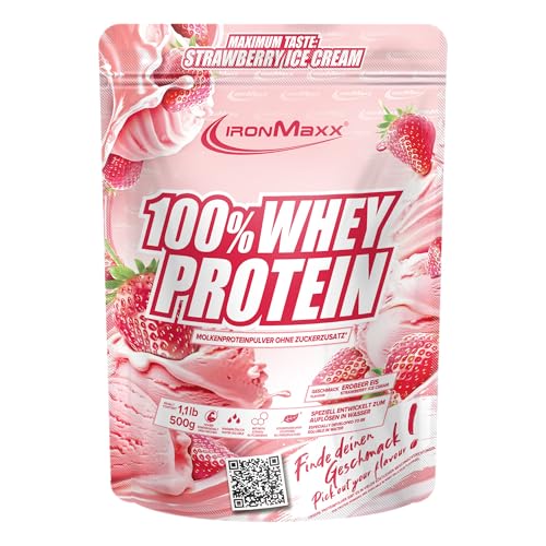 IronMaxx 100% Whey Protein Pulver 500g - Strawberry Ice Cream, BCAAs & EAAs