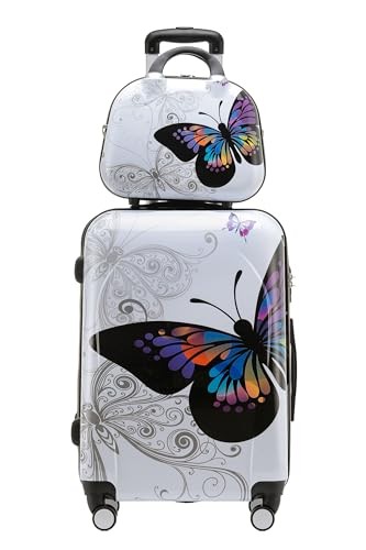 Butterfly 2060 4tlg Hartschalen Reisekoffer Trolley Set (L-66cm + Beautycase)