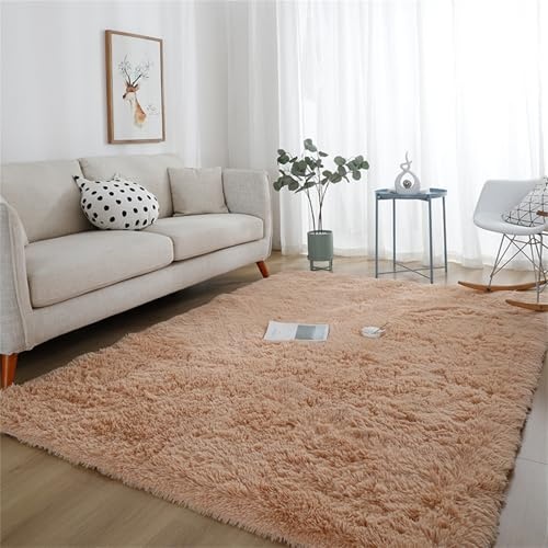 Edle Shaggy Teppich in reiner Farbe, Langflor, Hochwertig, Amazon
