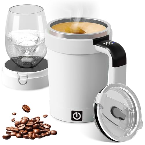 Automatischer Edelstahl Rührbecher 380 ml mit Deckel und LCD Temperaturanzeige