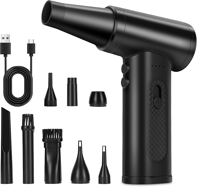 kabelloses luftstaubgebläse von wodhmiey, 130000rpm, bürstenloser motor, 5000mah, 8 düsen