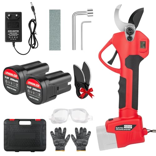 akku astschere 45mm mit 2x 21V 2000mAh akku und ersatzklingen, lcd-display, bürstenloser motor