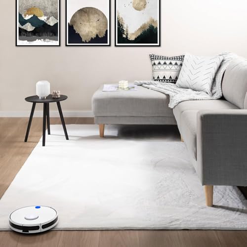 vimoda teppich kurzflorig waschbar für wohnzimmer schlafzimmer creme 120x160 cm
