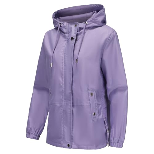 Produktbild: leichte windjacke damen mit kapuze von modful, packbare jacke für frühling herbst, lila M