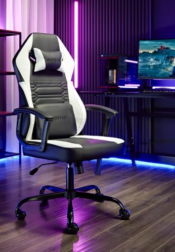 wotsta gaming stuhl racing chair höhenverstellbar mit kopfstütze und lendenstütze