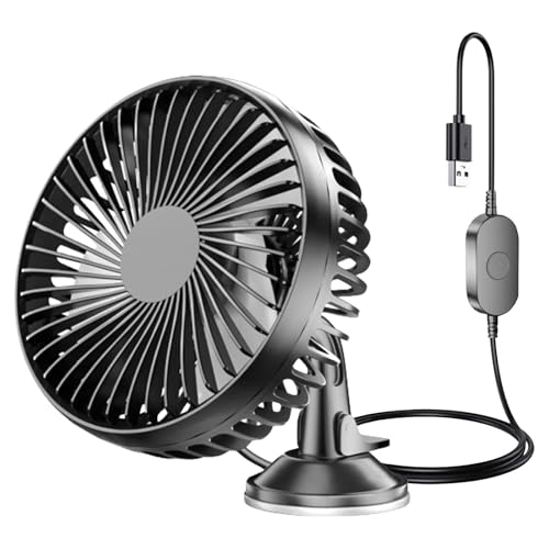 BORDEAG Auto Ventilator 12V, tragbarer 360 Ventilator für Lkw und draußen, 3 Geschwindigkeiten