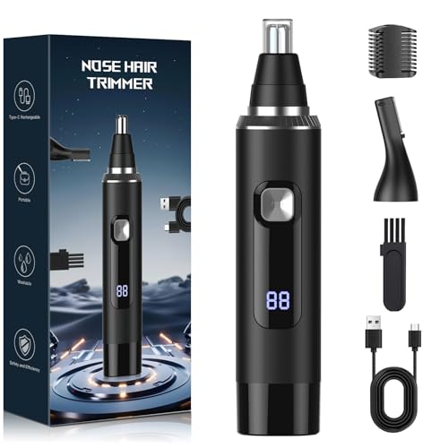 nasenhaartrimmer 2 in 1 ohrhaartrimmer mit led, usb wiederaufladbar, wasserdicht