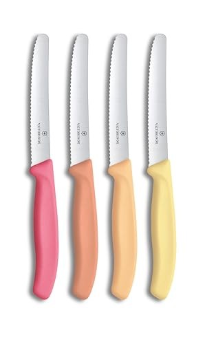 Victorinox Frühstücksmesser Set 4-teilig, Brötchenmesser, 11 cm, Wellenschliff Edelstahl