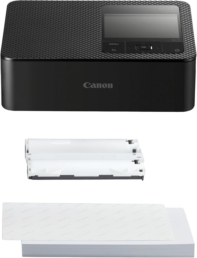 canon selphy cp1500 mobiler fotodrucker schwarz, bluetooth, 54 blatt 4x6 papier