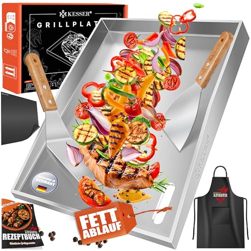 Produktbild: KESSER grillplatte plancha edelstahl 40x30cm rostfrei mit fettablauf 800C