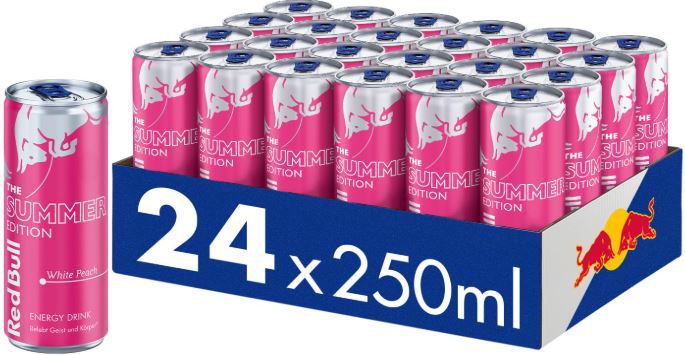 red bull summer edition white peach, 0,90 pro dose, 21,83 (statt 31)