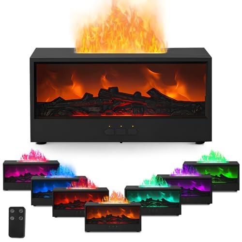 Aroma Diffusor Flame Diffusor 150ML mit LED Kamin Timer Fernbedienung