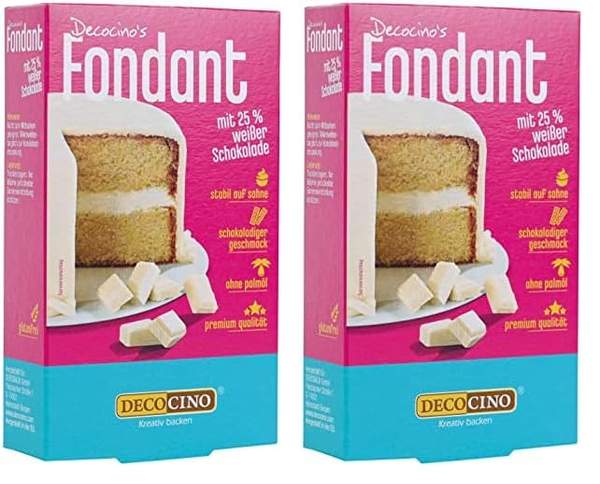 fondant schoko 25% weiße schokolade ohne palmöl von decocino, reißfest, 2er pack