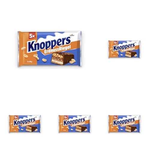 Knoppers ErdnussRiegel 5 x 200 g  Schokoriegel mit Erdnuss- und Milchcreme