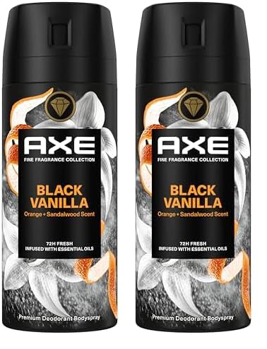 axe bodyspray black vanilla ohne aluminium, 150 ml, 2er pack, 72 stunden frische
