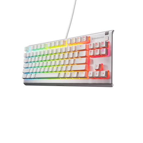 steelseries apex 3 tkl gaming tastatur weiß rgb, 8 zonen beleuchtung, qwertz layout