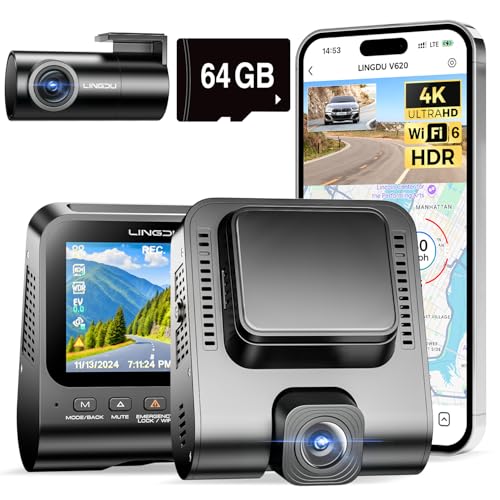 dashcam auto vorne hinten 4k 1080p mit 64 gb sd karte, sprachsteuerung, parküberwachung