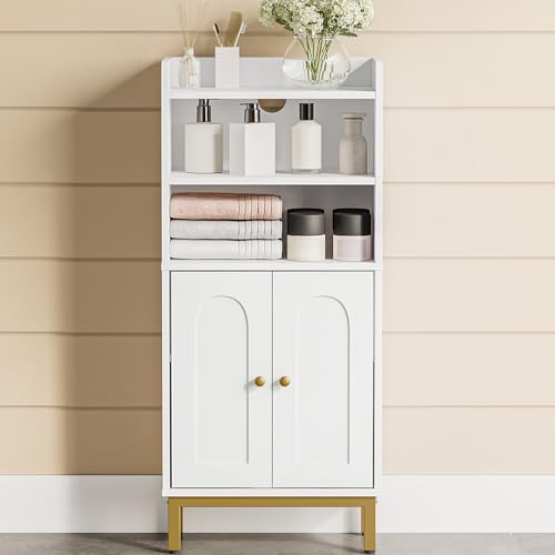 hzuaneri badezimmerschrank mit 2 türen, 2 offenen fächern, weiß, 20  37  83 cm