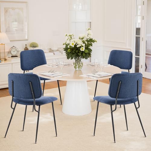 COLAMY esszimmerstühle 4er set, moderne polsterstühle, küchenstühle, blau, metallbeine