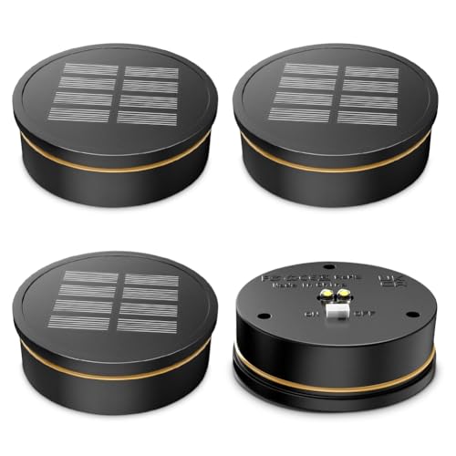 Produktbild: fouvin solarlampen ersatzteile 4 stück 8cm warm/weiß led mit solarpanels 800 mAh
