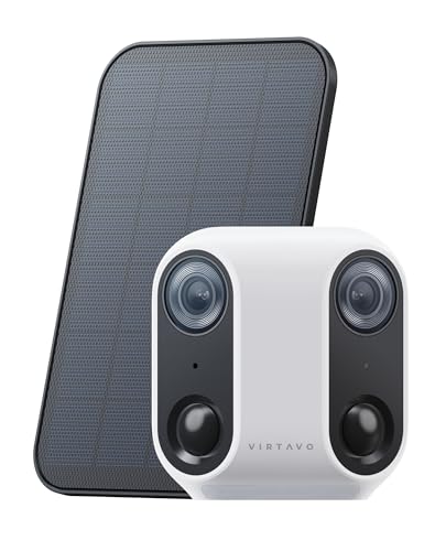 VIRTAVO Solar Überwachungskamera Außen WLAN Kamera Nachtsicht 2-Wege Audio