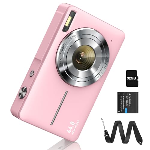 digitalkamera fhd 1080p 44mp mit 32g karte 16x digitalzoom für kinder und anfänger rosa