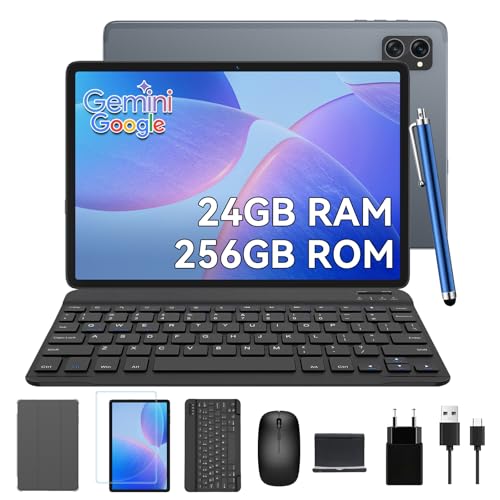 Produktbild: tabwee t20 tablet 10 zoll mit tastatur, android 15, 24gb ram, 256gb rom, 5g wifi, gps