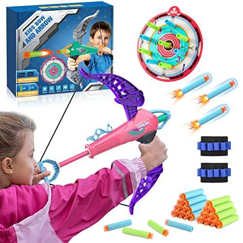 wootoyz pfeil und bogen für kinder 3-12 jahre, spielzeug für mädchen 3-10 Jahre