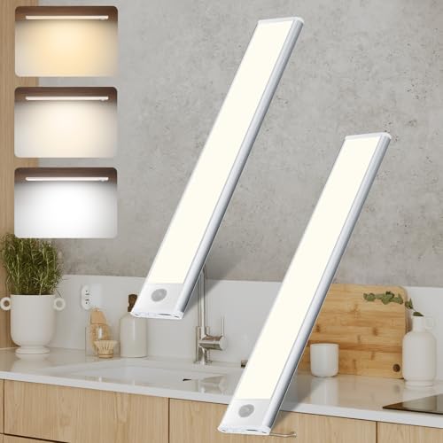 LED unterbauleuchte küche 30cm 2er set mit bewegungsmelder, 3 modus farbmodi