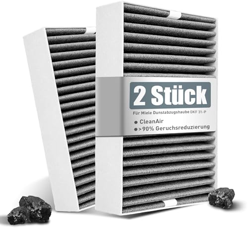 2 aktivkohlefilter für miele dunstabzugshaube dkf 31-p kompatibel mit das 2x20, 4x20, 4x30, 4x40, 8x30