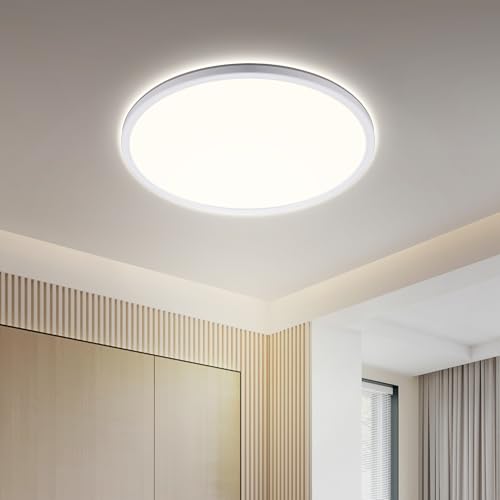 Produktbild: ondta led deckenleuchte 22w 4000k 2800lm flach rund 42cm wasserfest für küche bad flur wohnzimmer büro