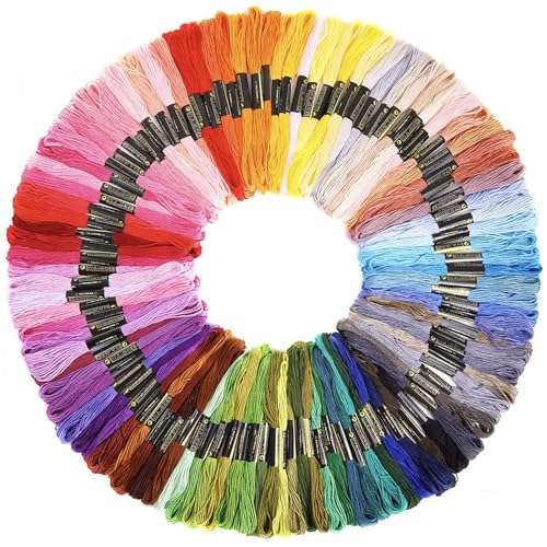 stickgarn set 100 farben 8m  baumwollgarn für sticken und basteln  anchor