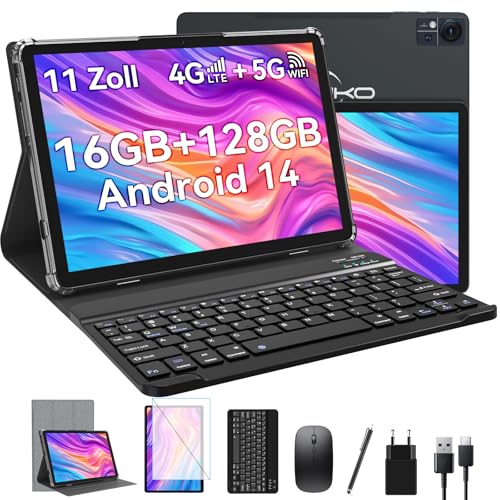 ZONKO 11 Zoll Tablet Android 14 4G LTE 2 SIM 1 SD 16GB 128GB Gaming PC GPS Grau