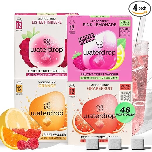 waterdrop Limonaden Set  48 Zuckerfreie Geschmack Würfel in 4 Sorten