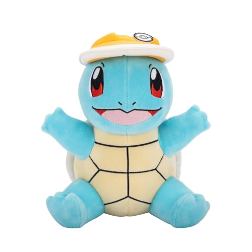 schiggy kuscheltier 20 cm mit sonnenvisier, offizielles plüsch von pokmon