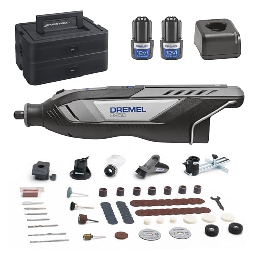 dremel 8250 akku-rotationswerkzeug 12v, 5000-30000 u/min, 65 zubehörteile, 2 akkus