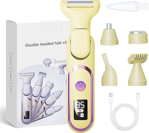 Produktbild: 5-in-1 intimrasierer damen, wasserdichter rasierer mit lcd-display, elektrisch, gelb